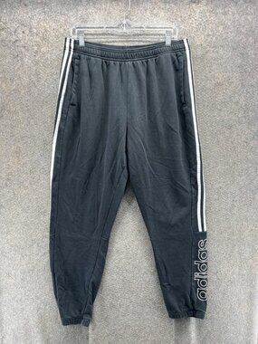 Adidas Jogger Sweatpants Mens XL Black Fleece 3 Stripe Logo Athletic Pants